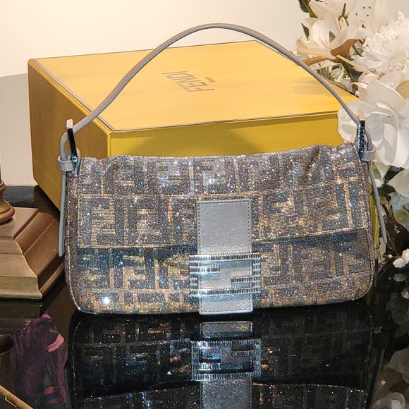 SOLD - Fendi Shimmer Zucca Jacquard Baguette, Gold/Silver/Palladium Baquette - Picture 1 of 16